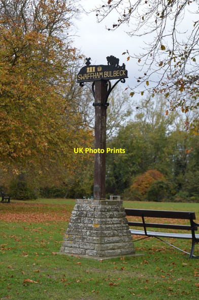 Photo 6"x4" Village sign Swaffham Bulbeck c2018