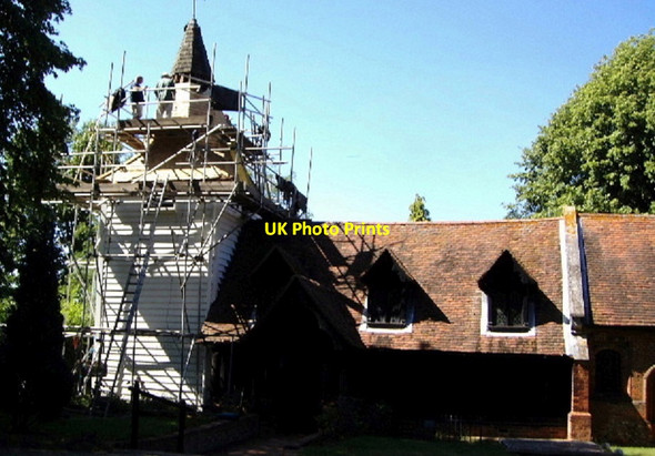 Photo 6"x4" Greensted Church gets a New Spire Chipping Ongar c2005
