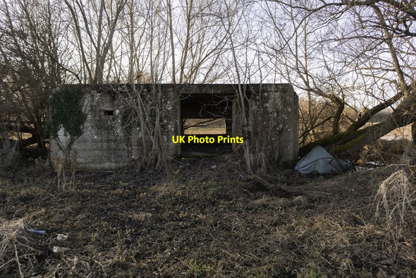 Photo 6"x4" Pillbox alongside stream Wallingford c2020