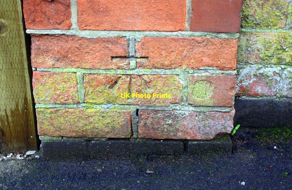 Photo 6"x4" Benchmark on wall pier beside gate of #47 Mapperley Hall Drive Nottingham\/SK5641 c2019