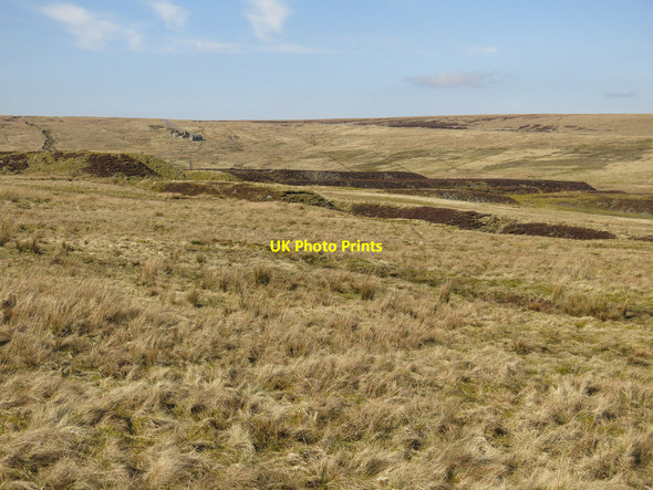 Photo 6"x4" Wolfcleugh Common and spoil heaps from Frazer's Quarry Byerhope c2020
