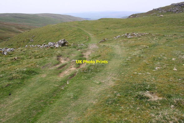 Photo 6"x4" Grassy section of Pennine Bridleway heading east Kirkby Malham c2019