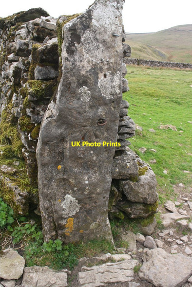 Photo 6"x4" Gatepost with benchmark on south side of gateway across Pennine Bridleway Kirkby Malham c2019