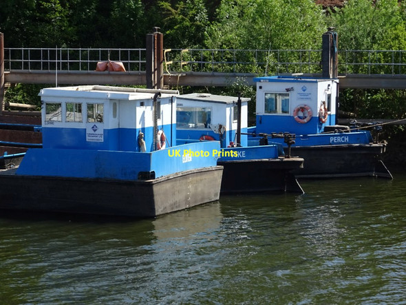 Photo 6"x4" The sterns of barges Grov c2020