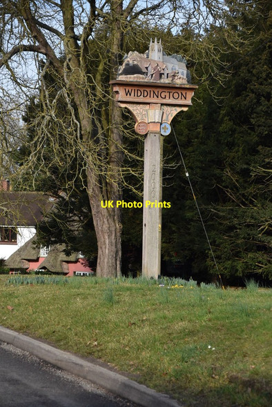 Photo 6"x4" Village sign, Widdington Widdington c2019