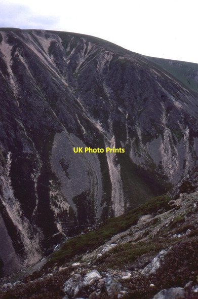 Photo 6"x4" Screes and waterfall, Coire Garbhlach Carnachuin c1983