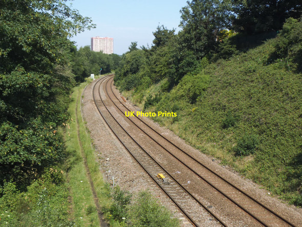 Photo 6"x4" Railway west of Heights Way footbridge, Armley Gamble Hill c2020