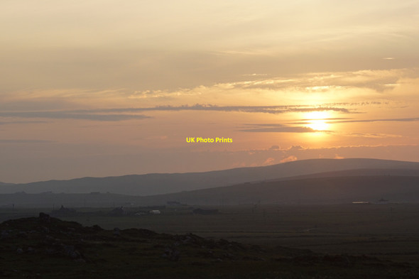 Photo 6"x4" Haroldswick at sunset from the north side of Setter's Hill Bothen c2020