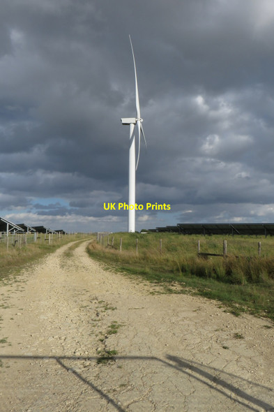 Photo 6"x4" Wind turbine and solar panels Chelveston c2020