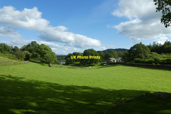 Photo 6"x4" Farmland above Loughrigg Tarn Skelwith Bridge c2020