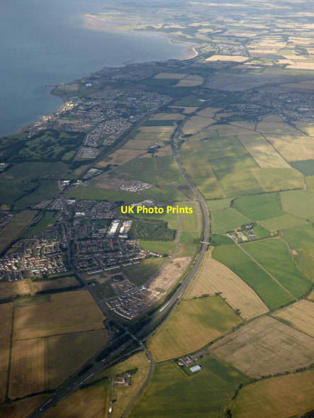 Photo 6"x4" Wallyford and the A1 road from the air Whitecraig\/NT3570 c2020