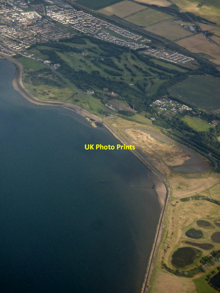 Photo 6"x4" Musselburgh ash lagoons and Royal Musselburgh Golf Club from the air Musselburgh c2020