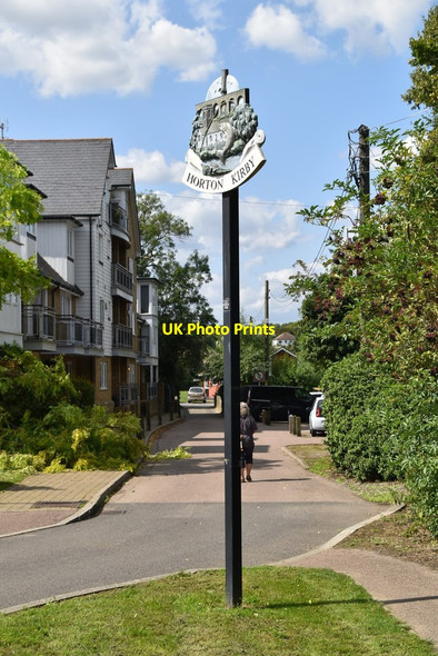 Photo 6"x4" Horton Kirby Village sign Horton Kirby c2019