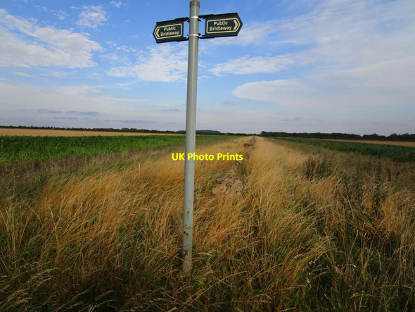 Photo 6"x4" Bridleway sign and remains of boundary wall Waddington\/SK9864 c2020