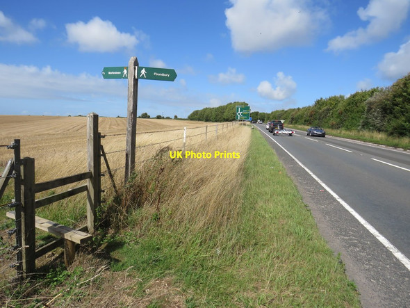 Photo 6"x4" A35 and footpath near Poundbury Dorchester\/SY6890 c2020