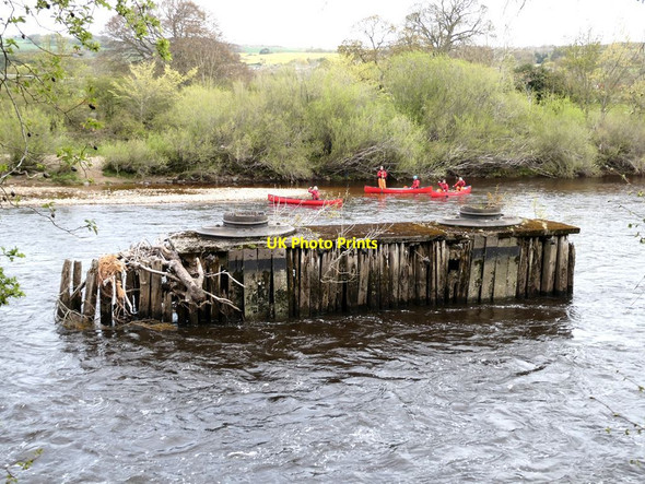 Photo 6"x4" Bridge pier of the former Border Counties Railway Hexham c2021 P1
