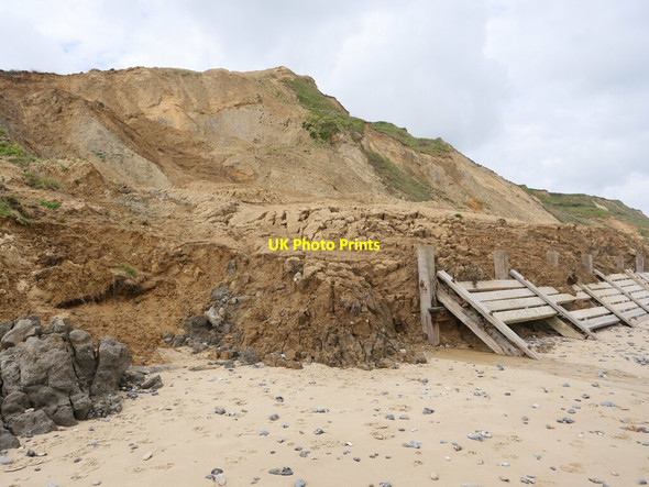 Photo 6"x4" Remains of Cliff slump behind Sea Defences Cliftonville\/TG3037 c2021
