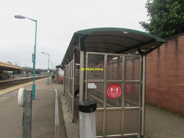 Photo 6"x4" Social Distancing notice on Caerphilly railway station Caerphilly\/Caerffil c2021