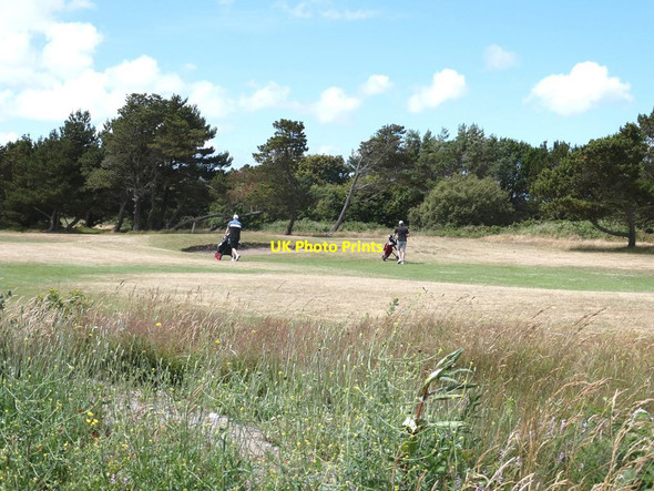 Photo 6"x4" Golfers on Pwllheli Golf Club course Pwllheli c2021