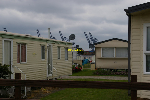 Photo 6"x4" Caravan park and cranes, Manor Terrace, Felixstowe Felixstowe c2021
