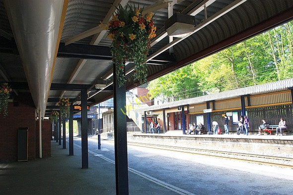 Photo 6"x4" Hanging baskets, University railway station Bournbrook c2009
