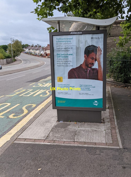 Photo 6"x4" Keep Wales Safe notice on a Malpas Road bus shelter, Newport Newport\/Casnewydd c2021