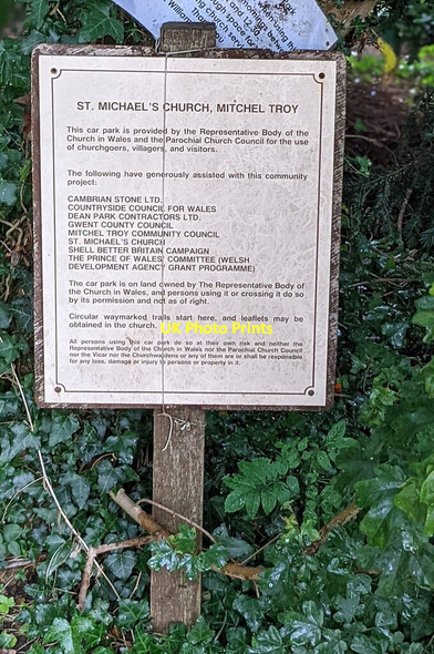 Photo 6"x4" Notice at the edge of St Michael's Church Car Park, Mitchel Troy, Monmouthshire Monmouth\/Trefynwy c2021