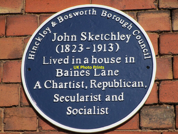 Photo 6"x4" Plaque to John Sketchley Hinckley c2021