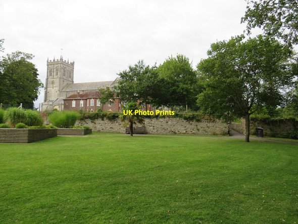 Photo 6"x4" Green in front of Christchurch Priory Christchurch\/SZ1592 c2021