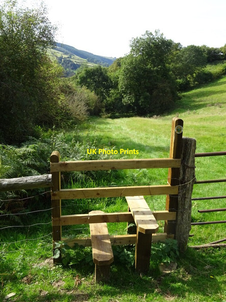 Photo 6"x4" New foot stile on footpath leading to Bucknell Hill woods Pentre Hodre c2021