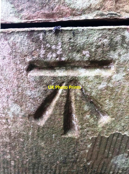 Photo 6"x4" Benchmark on buttress of Wetheral Methodist Church Wetheral c2021