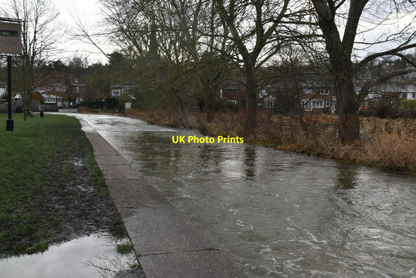 Photo 6"x4" River Darent at bankfull Eynsford c2020