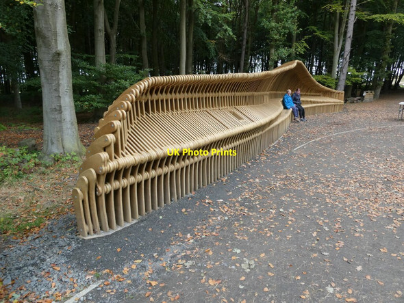 Photo 6"x4" Elongated seat at the entrance to Northumberlandia Beaconhill c2021