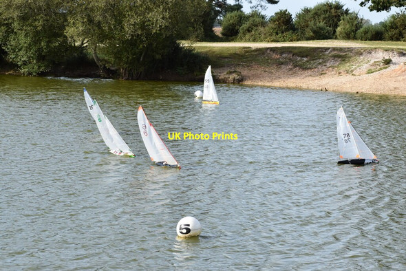 Photo 6"x4" Model boats on Setley Pond Battramsley c2021
