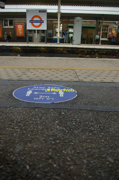 Photo 6"x4" Covid instruction sticker on the platform, Norwood Junction station Penge c2021