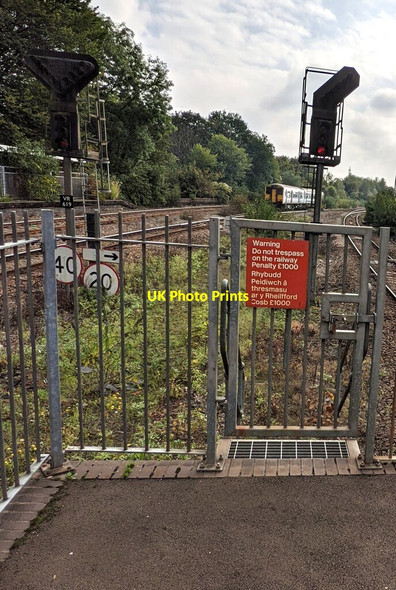 Photo 6"x4" No Trespassing notice at the eastern end of Radyr station, Cardiff Radyr c2021