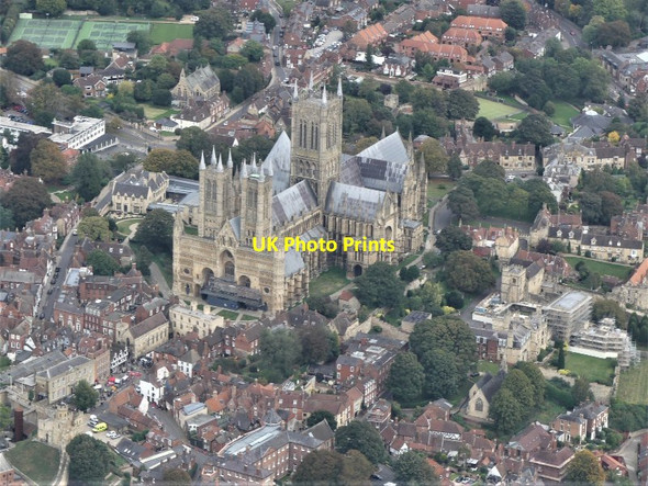 Photo 6"x4" Lincoln Cathedral: aerial 2021 (6) Lincoln c2021