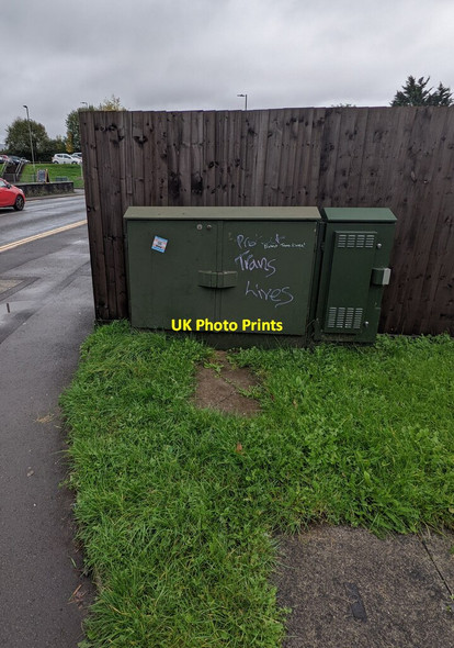 Photo 6"x4" Dark green telecoms cabinets alongside the B4600, Caerphilly Caerphilly\/Caerffil c2021