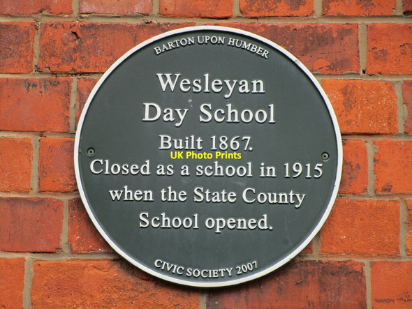 Photo 6"x4" Plaque on former Wesleyan Day School Barton-Upon-Humber c2021