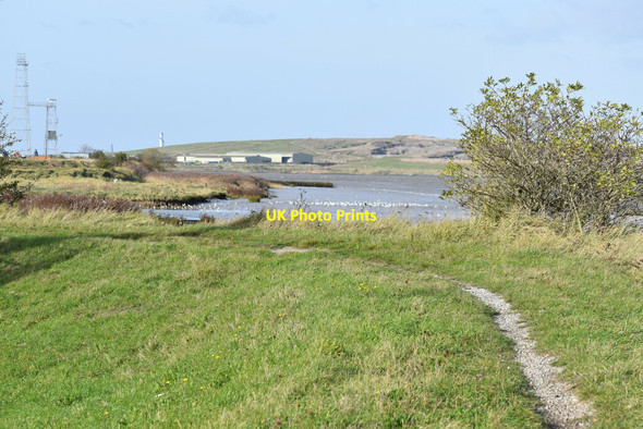 Photo 6"x4" Footpath at mouth of the River Darent, with distant view of the Thames Purfleet c2021