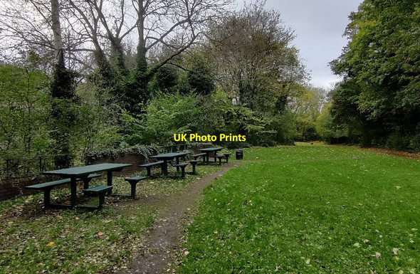 Photo 6"x4" Picnic area above the Bedlam Furnaces Ironbridge c2021