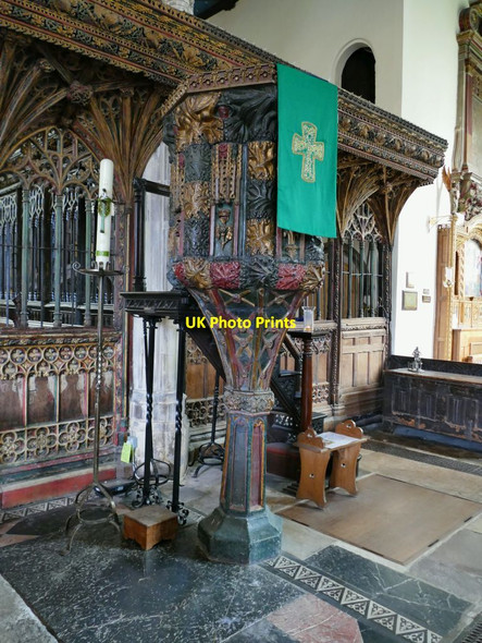 Photo 6"x4" Dartmouth St Saviour: pulpit Dartmouth c2021