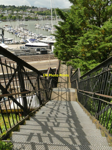 Photo 6"x4" Railway footbridge steps, Kingswear Dartmouth c2021