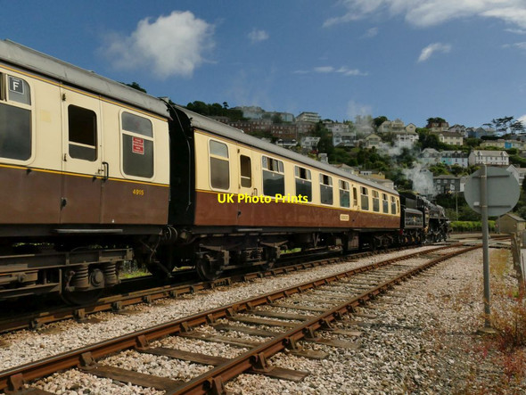 Photo 6"x4" Steam train entering Kingswear station Dartmouth c2021