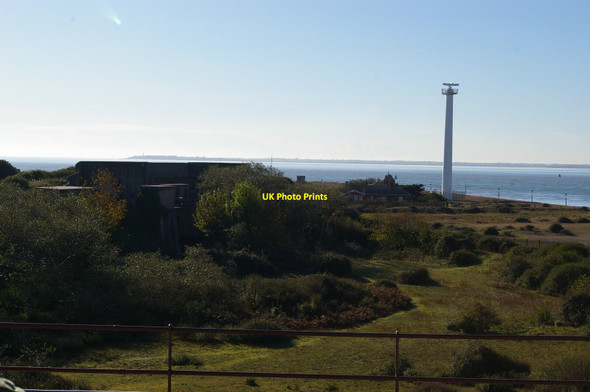 Photo 6"x4" Landguard Fort: view from the roof towards Right Battery and the port radar tower The Port of Felixstowe c2021