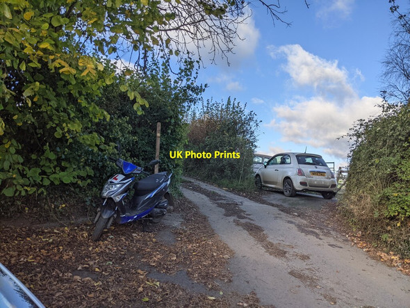 Photo 6"x4" Lane ends and footpath starts, on the north side of Hennock Hennock c2021