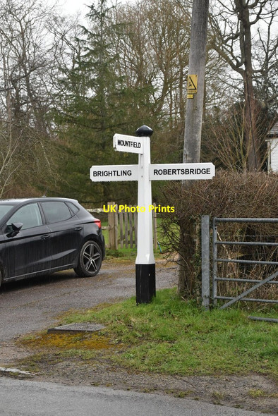 Photo 6"x4" Roadsign, Mountfield John's Cross c2021
