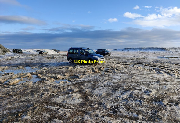 Photo 6"x4" Frozen car park at Titterstone Clee Hill Dhustone c2021