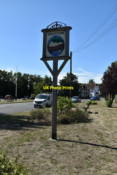Photo 6"x4" Orlestone Village Sign Hamstreet c2020
