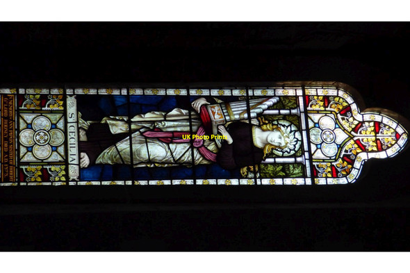 Photo 6"x4" Stained glass window of St Cecilia Eye\/SO4963 c2021